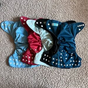 Lot of 5 solid color Alva Baby pocket diapers